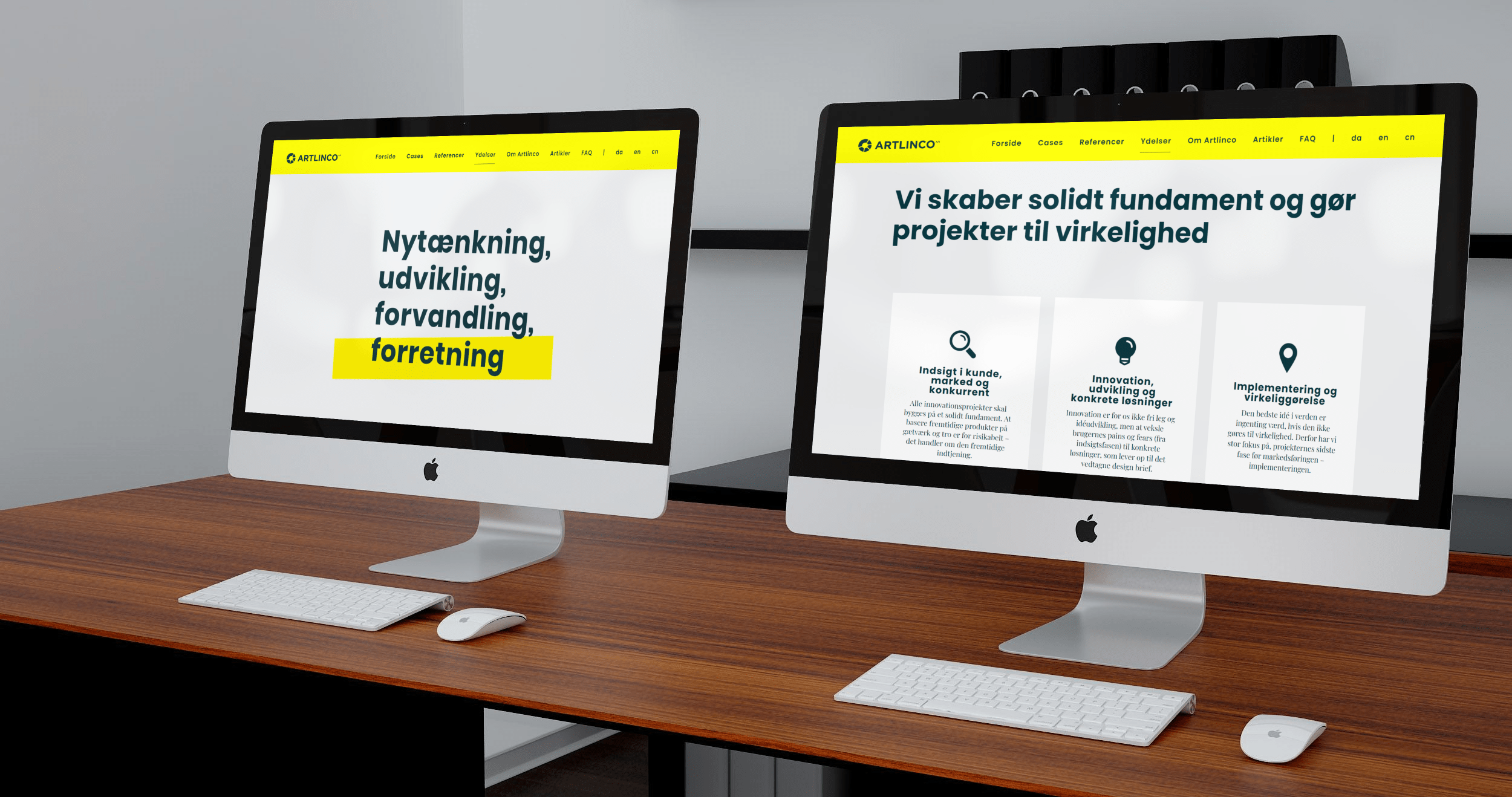 2 monitors with artlinco's website open