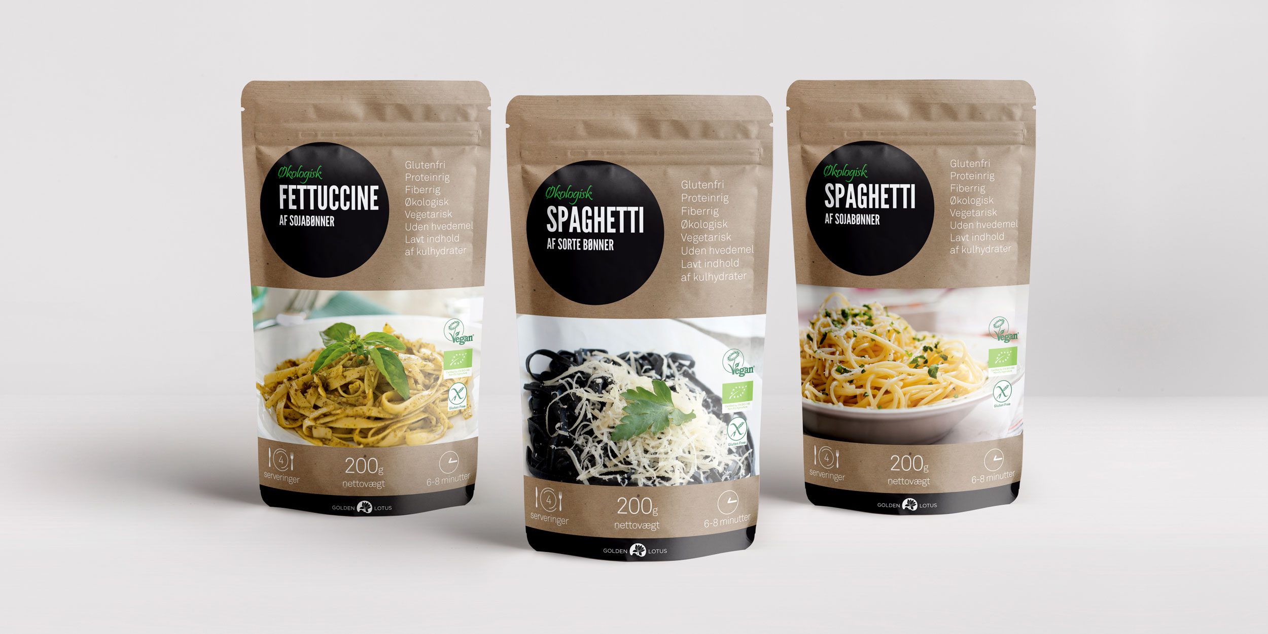 Golden Lotus fettuccine & spaghetti emballage