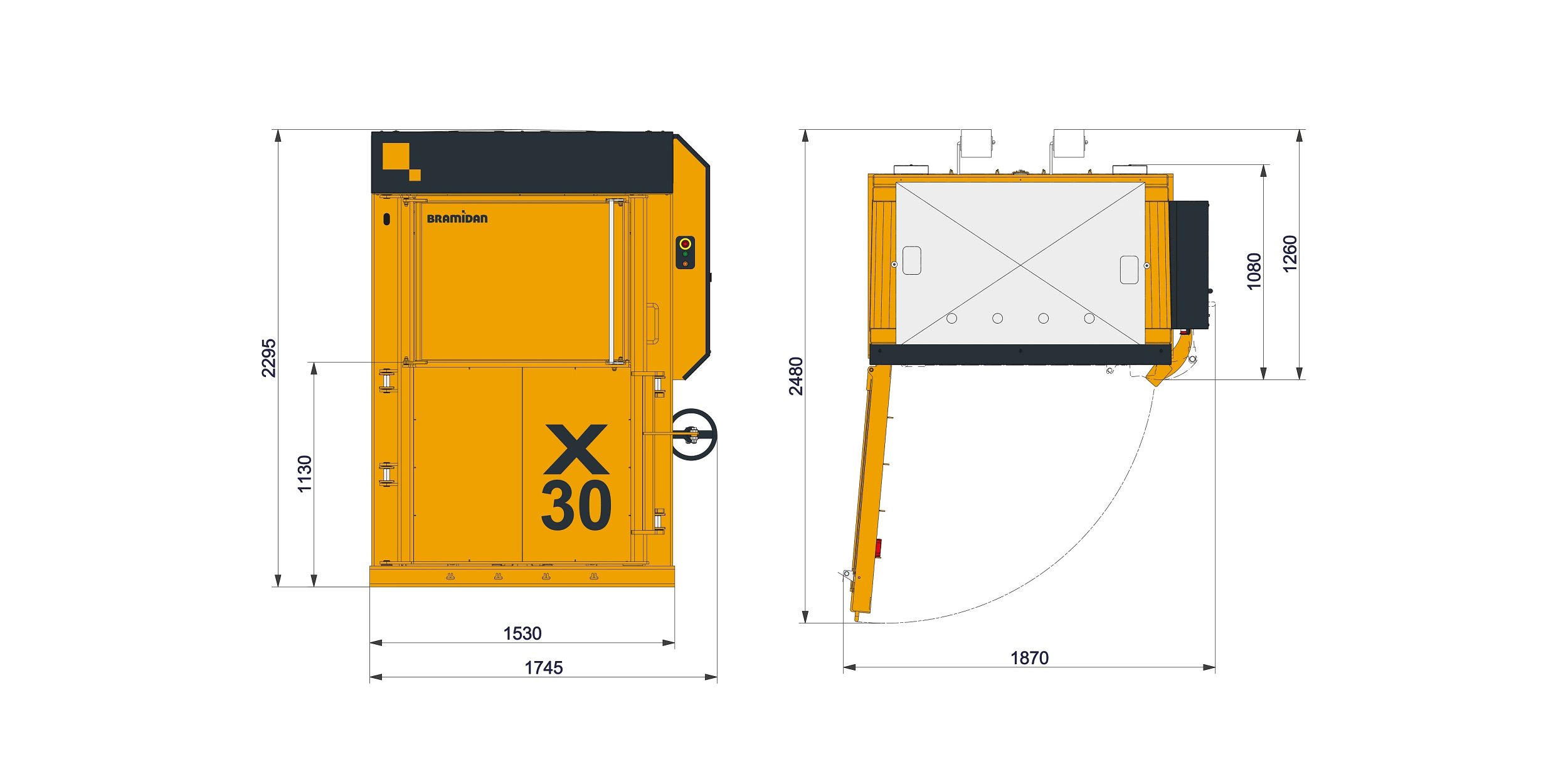 Bramidan wastepresser measurements